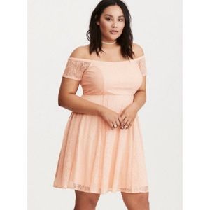 Torrid pink lace off the shoulder dress size 20